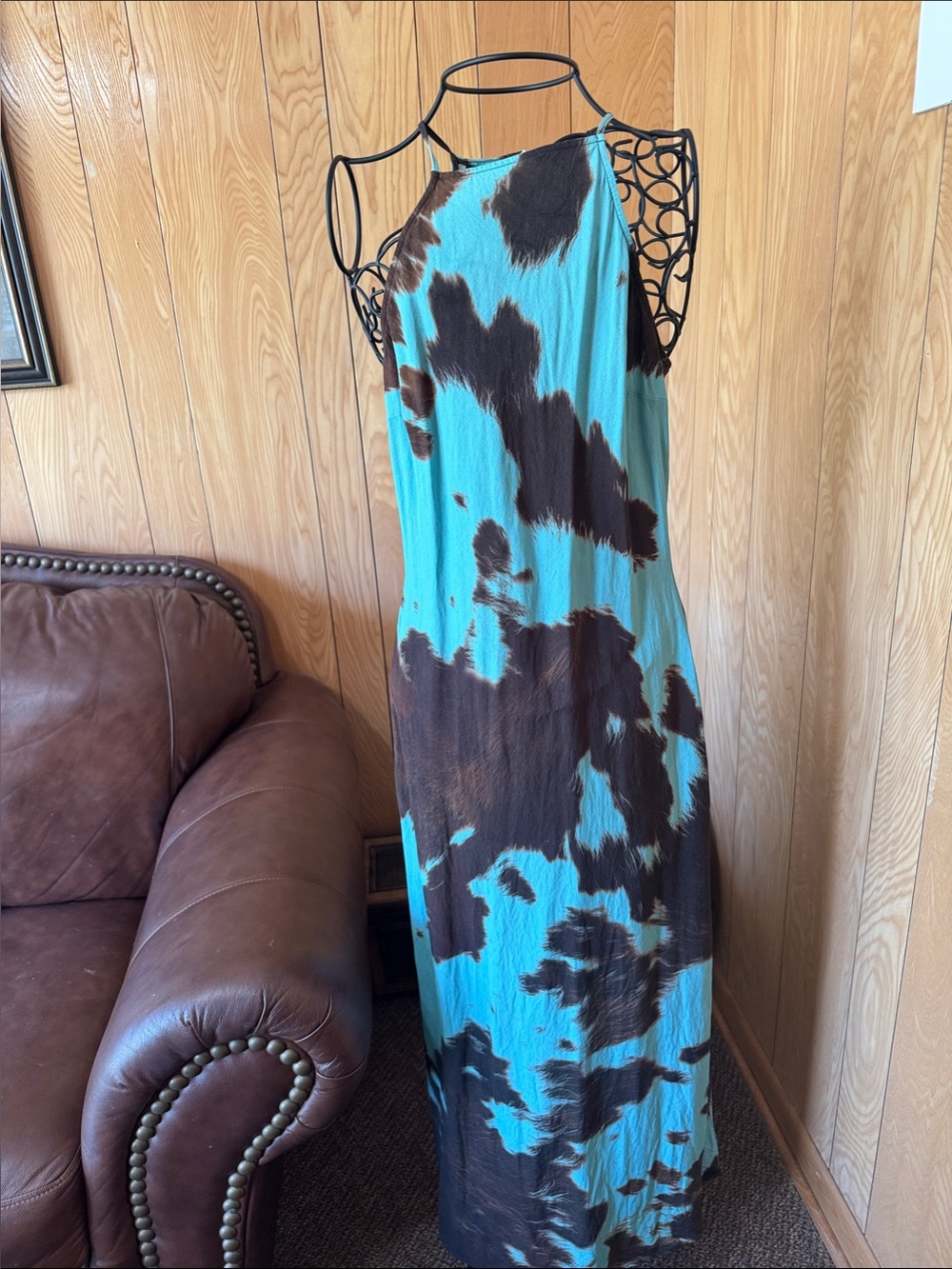 ASOS Turquoise and Brown Tie-Dye Halter Maxi Dress